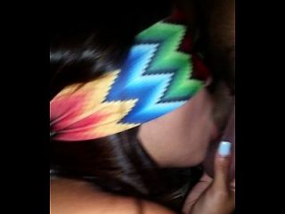 girlfriend sucks cock while boyfriend does work