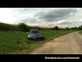 older dude screws doll outdoor