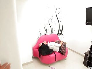 hot threesome with shemale and girl