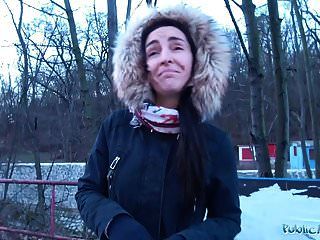 public agent brunette with nice natural tits and pale skin