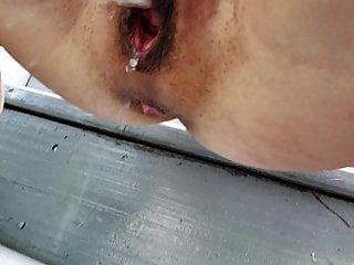 big lips pussy peeing outdoor